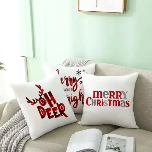 5 pc Set Christmas Themed Pillow Covers